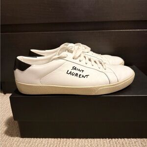 Saint Laurent White and Black Leather Sneakers